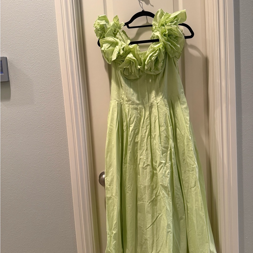 The Corina Ruffled Dress by Maeve in light green - Picture 8 of 14